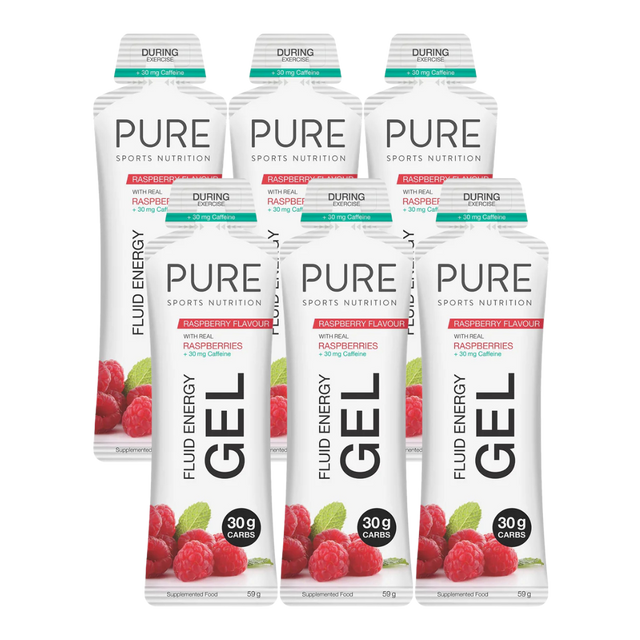 PURE Sports Nutrition - Fluid Energy Gels - Raspberry 30g (with caffeine)