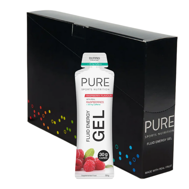 PURE Sports Nutrition - Fluid Energy Gels - Raspberry 30g (with caffeine)