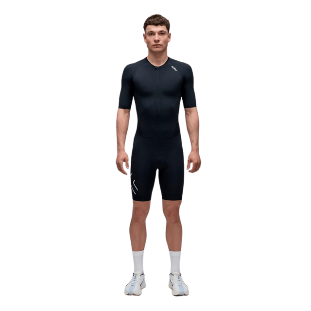 2XU - Mens Core Sleeved Trisuit - Black/White 26/27 - Aid Station