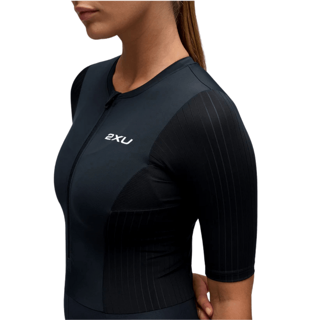 2XU - Womens Aero Sleeved Trisuit - Black/White - Aid Station