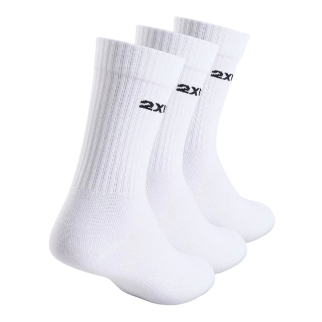 2XU - Cotton Crew Socks 3 Pack - White/Black (back)