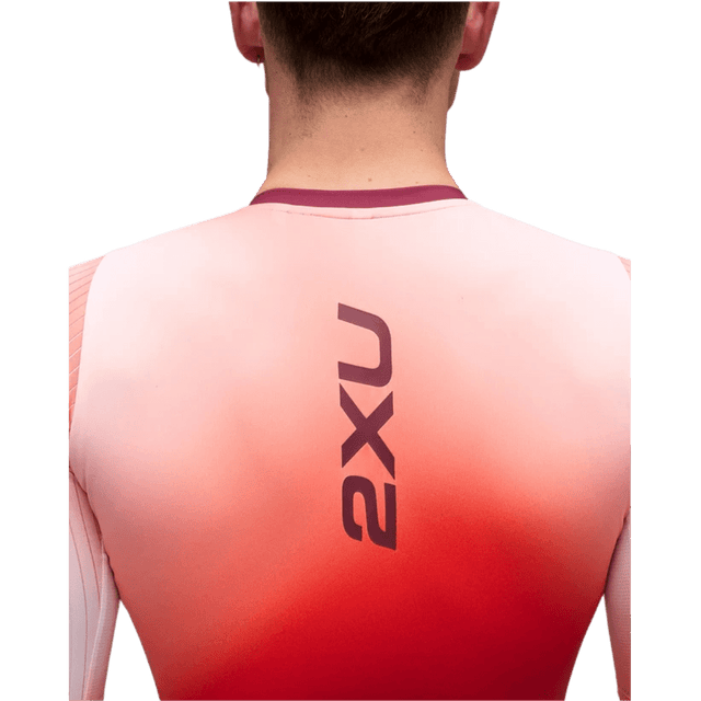 2XU - Mens Aero Sleeved Trisuit - Heatwave/Shiraz - Aid Station