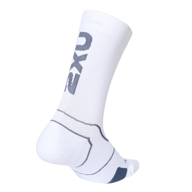 2XU - Vectr Cushion Crew Socks - White/Grey - Back