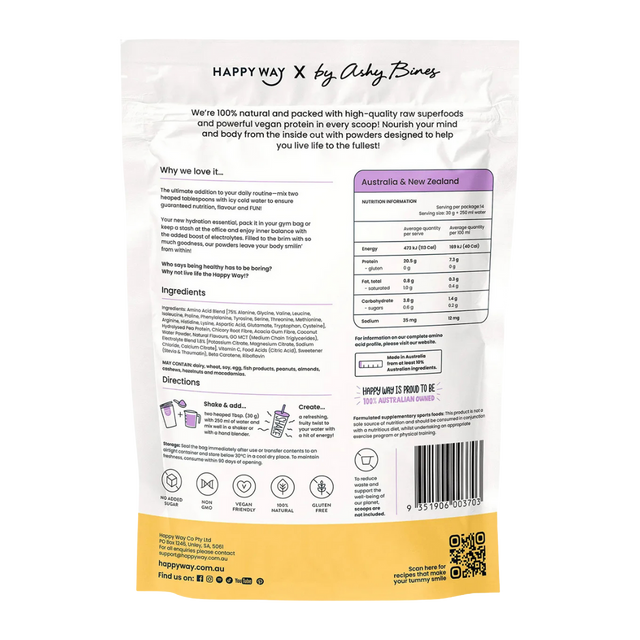 HappyWay- Ashy Bines Vegan Protein Water 420g - Passionfruit