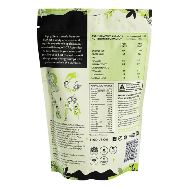 HappyWay - BCAA Powder 300g - Green Apple 