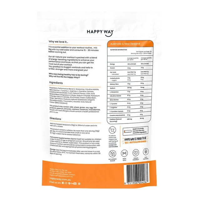 Happy Way - Pre-Workout Powder 250g - Mango