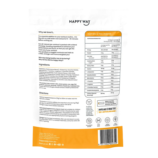 HappyWay - Pre-Workout Powder 250g - Passionfruit