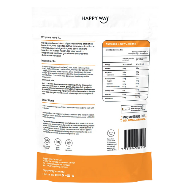 Happy Way - Gut Restore Powder 210g - Tropical