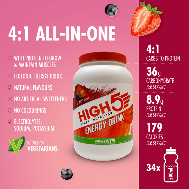 High5 - Energy Drink With Protein - Berry (1.6kg) - Nutrition