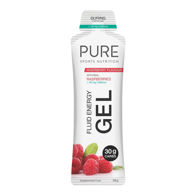 PURE Sports Nutrition - Fluid Energy Gels - Raspberry 30g (with caffeine)