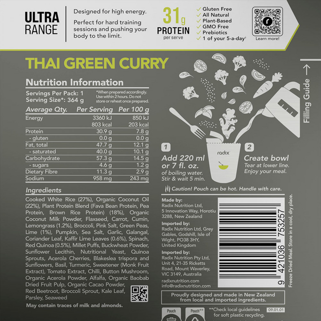 Radix Nutrition - Ultra Meals v9.0 - Thai Green Curry (800 Kcal)