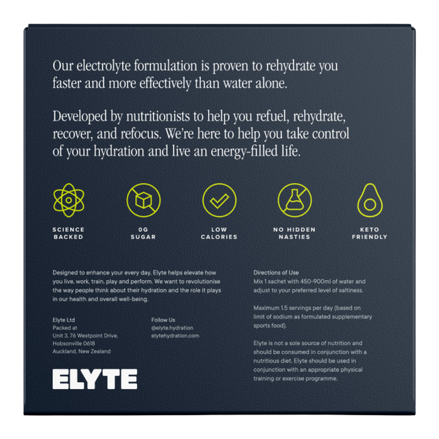 Elyte - Hydration Powder Sachets - Citrus (Back)