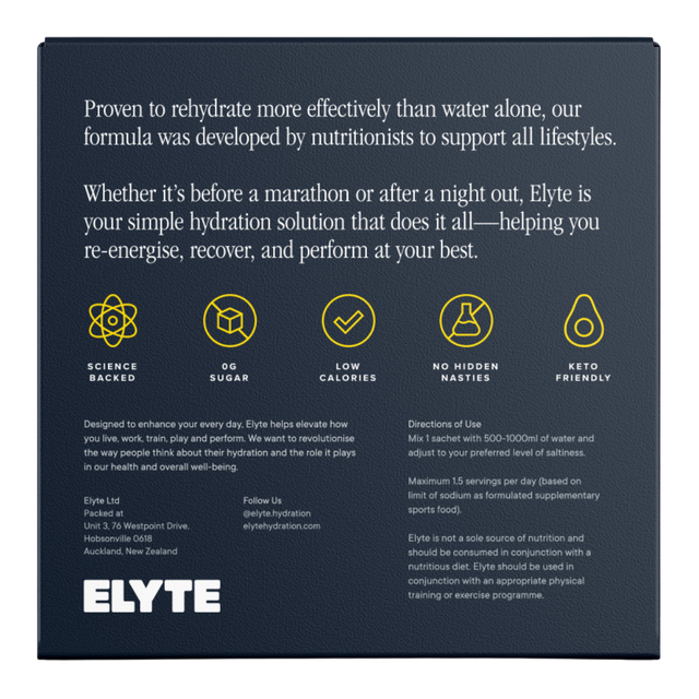 Elyte - Hydration Powder Sachets - Pineapple (Back)