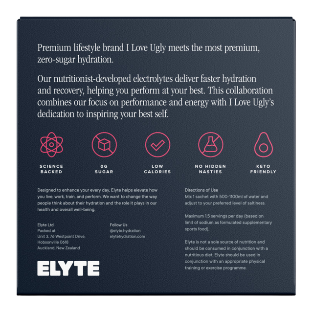 Elyte - Hydration Powder Sachets - Raspberry Lemonade (Back)
