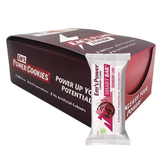 Em's Power Cookies - Smart Bars - Cranberry Choc - Box of 16
