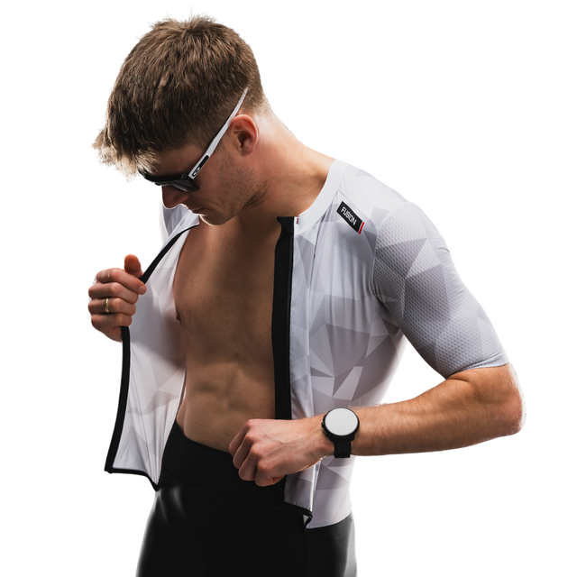 FUSION - Tempo! TWO Unisex Tri Suit - White/Grey (Jersey Detail)