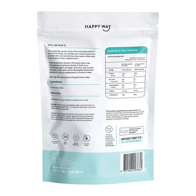HappyWay - Glutamine Powder 300g  L-Glutamine (Back)