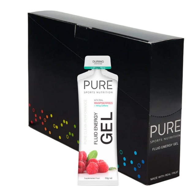 PURE Sports Nutrition - Fluid Energy Gels - Raspberry (with caffeine) (Box of 18)