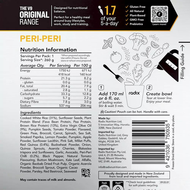 Radix Nutrition - Original Meals v9.0 - Peri-Peri (400 Kcal) - Nutrition