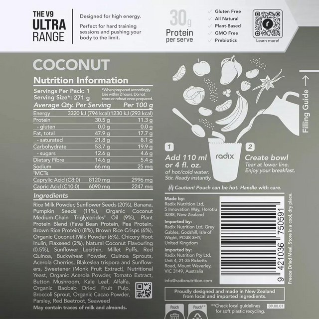 Radix Nutrition - Ultra Breakfast v9.0 - Coconut - Nutrition'