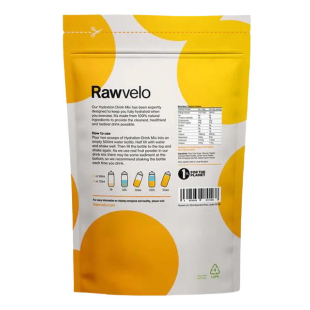 Rawvelo - Hydration Drink Mix Powder Bag -  Lemon - Back