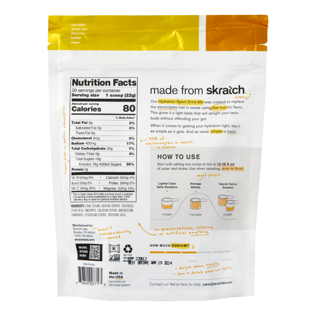 Skratch Labs - Sport Hydration Drink Mix Bag - Pineapple - Back