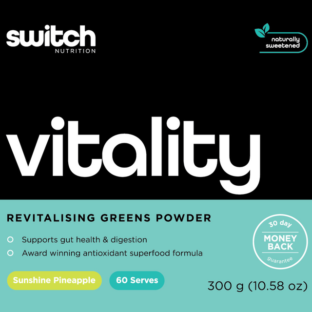 Switch Nutrition - Vitality Super Greens Powder - Sunshine Pineapple Label