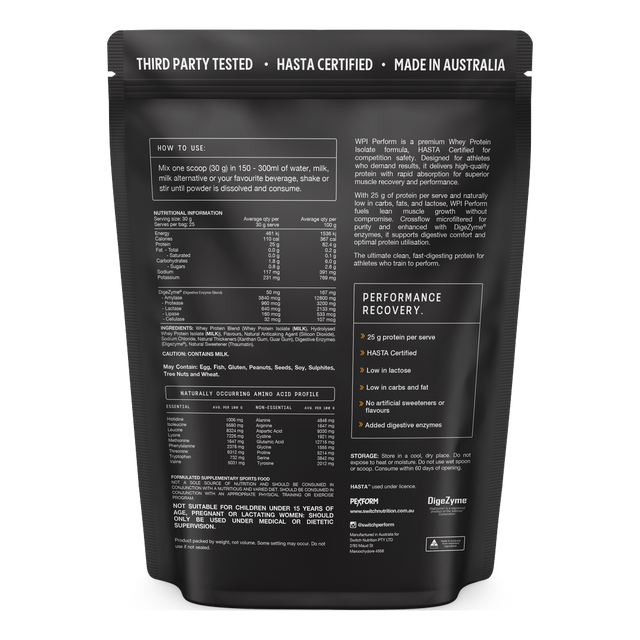 Switch Nutrition - WPI Perform - Vanilla (Back)