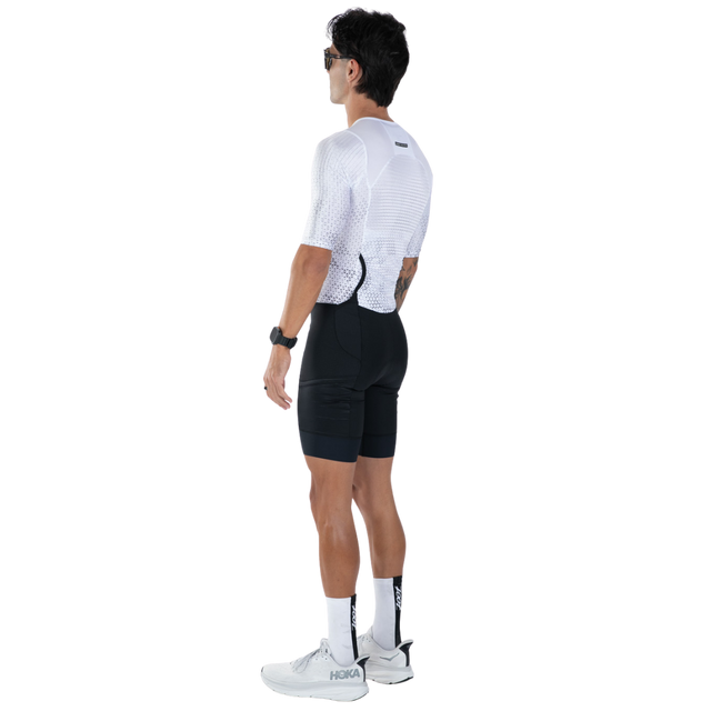 Zoot Men's Elite P1 Tri Aero FZ Racesuit in Sonic White colourway - back angle view