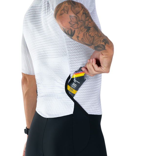 Zoot Mens Ultra Tri P1X Racesuit in Chrome, rear storage pocket detail