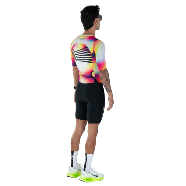 Zoot Men's Ultra Tri P1X Racesuit in Eclipse colourway - back angle view, alternate