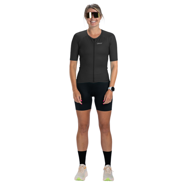 Zoot Women's Core Tri Jersey in Jet Black colourway - front view