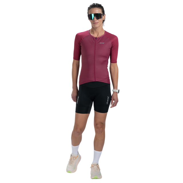Zoot Women's Core Tri Jersey in Plum colourway - front view