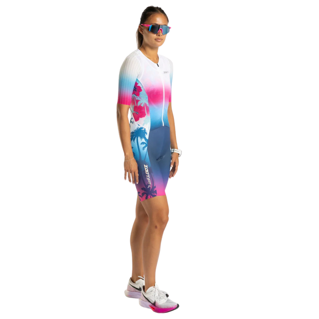 Zoot Women's Ultra Tri P1X Racesuit in Paradise colourway - angle view