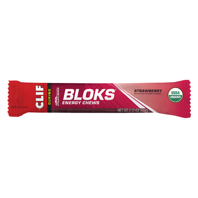 Clif Bar's Strawberry Bloks Energy Chews.