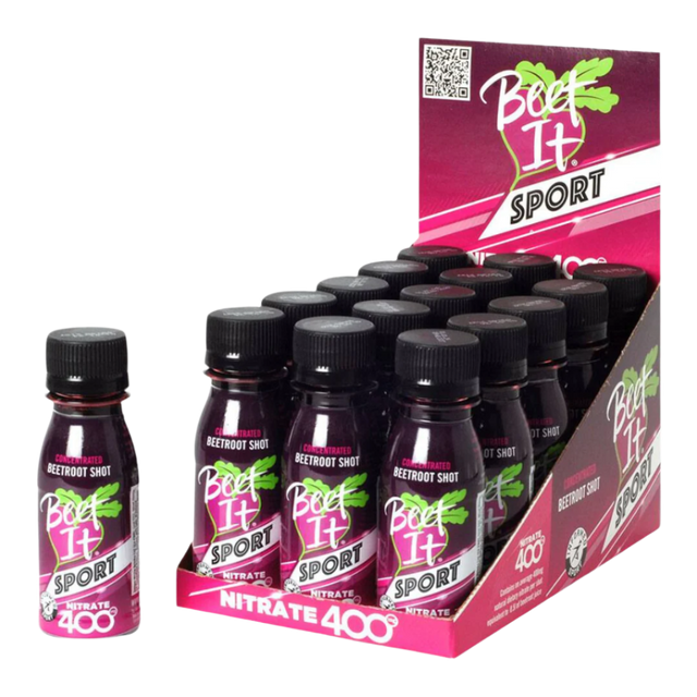 A box of Beet It Sport beetroot shots.